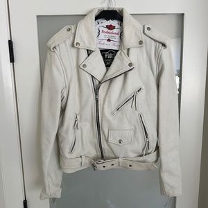 FIRST Genuine Leather White Leather Jacket Men’s Large